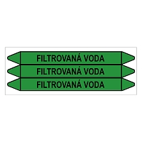 Značení potrubí, filtrovaná voda,3 ks, 355 × 37 mm